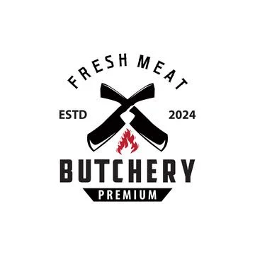 Chef knife logo illustration old vintage design for butcher knife brand for.. Stock Illustration