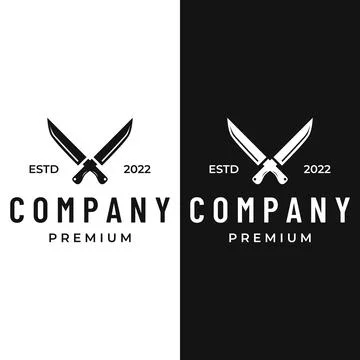 Chef knife logo template design, vintage butcher knife.Logo for business, b.. Stock Illustration
