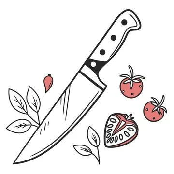 Chef Knife Outline Icon for Kitchen Design Illustrazione stock
