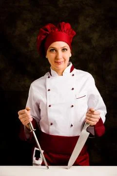 Chef with knife Stock Photos