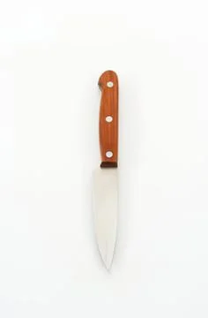 Chef knife with wooden handle on plain background Stock Photos