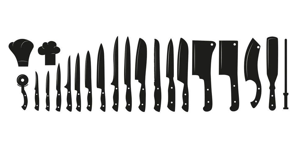 Chef knifes outline set. Vector stock illustration isolated on white background Stock Illustration