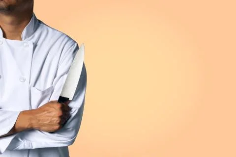 Chef with a knive background with space for text Stock Photos