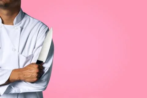 Chef with a knive background with space for text Stock Photos