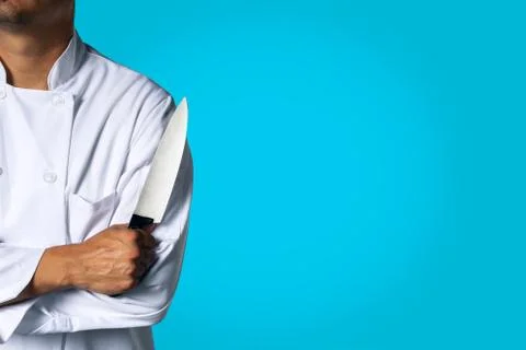 Chef with a knive background with space for text Stock Photos