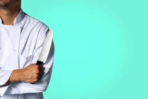 Chef with a knive background with space for text Stock Photos