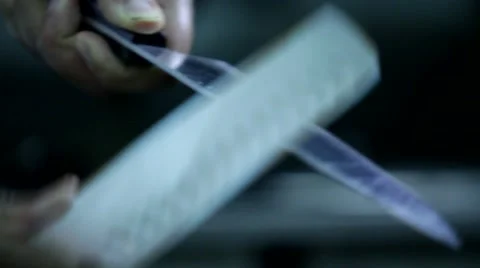 Chef Knives in Resturant Stock Footage 44246870