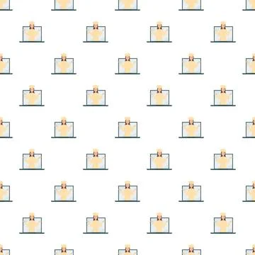 Chef on laptop screen pattern for online cooking class Stock Illustration