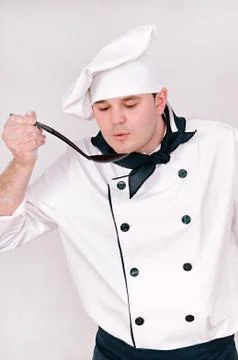 Chef with large spoon Stock Photos