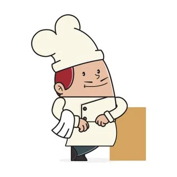 Chef leaning on a box Stock Illustration