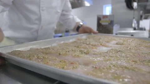Chef Lifting Tray of Fish Stock Footage 78207318