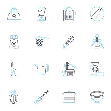 Chef linear icons set. Culinary, Gourmet, Creative, Skilled, Passionate Stock Illustration