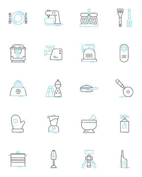 Chef linear icons set. Culinary, Gourmet, Creative, Skilled, Passionate Stock Illustration