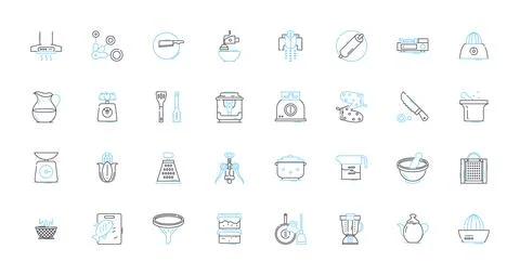Chef linear icons set. Culinary, Gourmet, Creative, Skilled, Passionate Stock Illustration