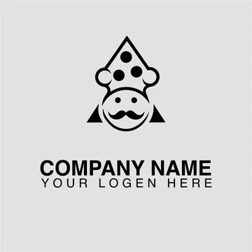 Chef logo design for restaurant or food business with mustache and hat vector Stock Illustration