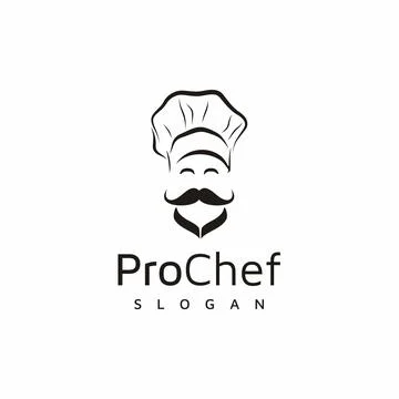 Chef logo, Mustache with Chef Hat logo design inspiration Stock Illustration