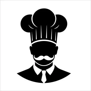 Chef Logo or Avatar, Minimal Silhouette of Cook in Hat Illustrazione stock