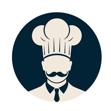 Chef Logo or Avatar, Minimal Silhouette of Cook in Hat Stock Illustration