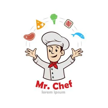 Chef logo. restaurant logo, the chef juggles food. Stock Illustration