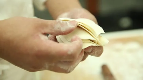 The chef made dumplings and pulled the medicine (2) Stock Footage 202168420