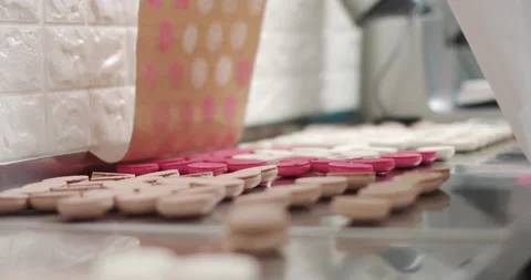 Chef make of a macaron between which is a cream. Cook makes beautiful desserts Stock Footage 150338364