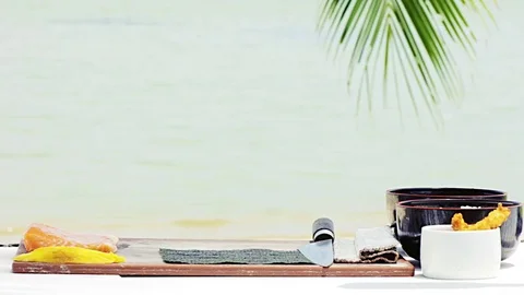 Chef make sushi roll Stock Footage 75409443