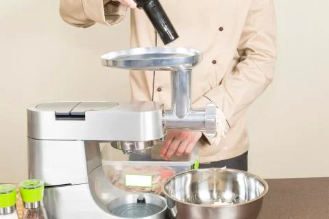 Chef makes mincemeat Stock Photos