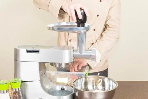 Chef makes mincemeat Stock Photos