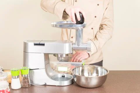 Chef makes mincemeat Stock Photos