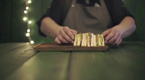 Chef makes sandwichs set Stock Footage 62658482