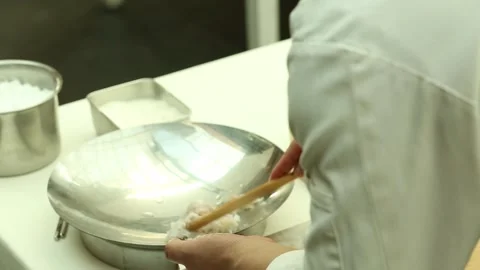 Chef makes steamed dumplings (4) Stock Footage 202168461