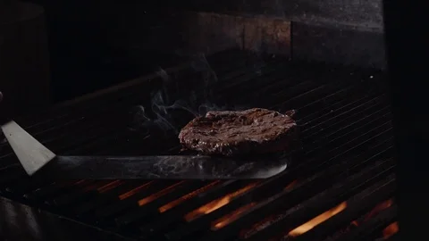 Chef making burger. Beef or pork meat barbecue burgers for hamburger prepared Stock Footage 97575293
