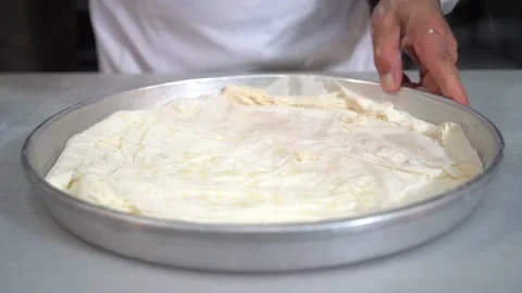 The chef is making the carrot slice baklava recipe. Stock Footage 150083620