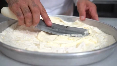 The chef is making the carrot slice baklava recipe. Stock Footage 150083666