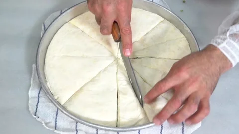 The chef is making the carrot slice baklava recipe. Stock Footage 150084029
