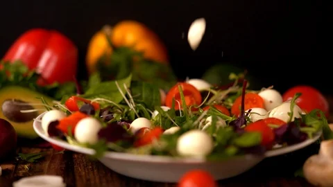 Chef making a fresh mixed salad Stock Footage 105111250