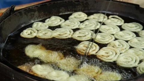 Chef Making Indian Jalebi Also Known As Jilapi, Jilebi, Jilipi, Zulbia, Jerry Stock Footage 205068630