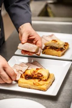 Chef making a lunch dish Stock Photos