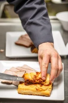 Chef making a lunch dish Stock Photos