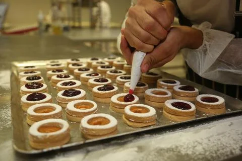 Chef making Mini Tartlets Stock Photos