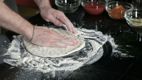 Chef making pizza dough Stock Footage 96383883