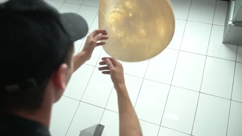 Chef is making pizza dough. Stock Footage 132559041