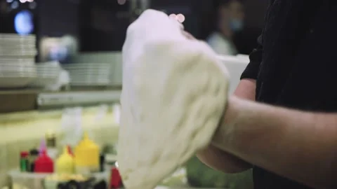 Chef is making pizza dough. Stock Footage 147704358