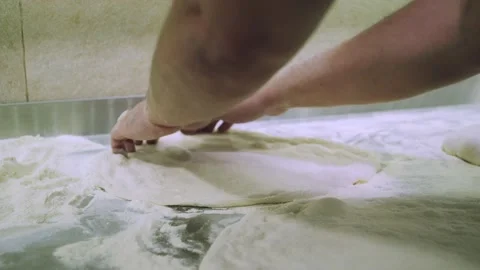 Chef is making pizza dough. Stock Footage 147704359