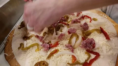 The chef is making pizza in a luxury restaurant Stock Footage 171155984