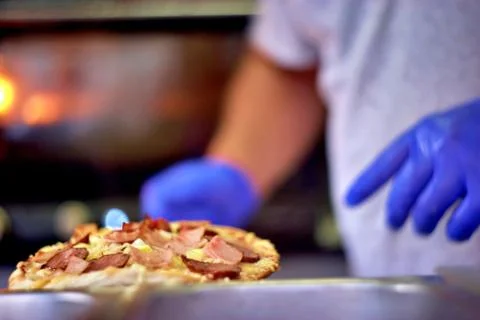 Chef making pizza Stock Photos