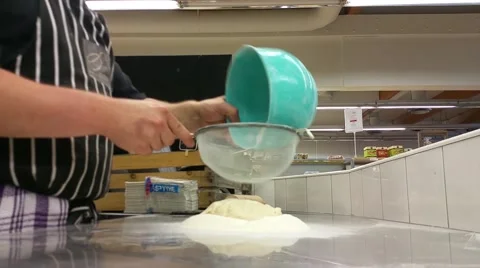 A chef making pizza, at restaurant kitchen Stock Footage 55049743