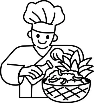 A chef is making a salad and smiling Stock Illustration