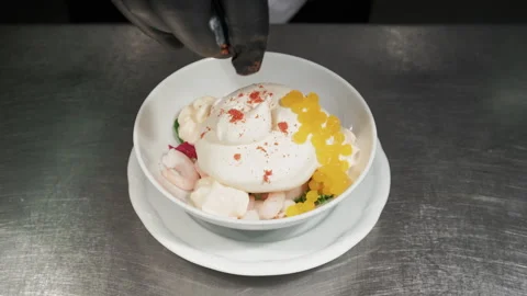 Chef Making a Shrimp Cocktail Stock Footage 244659700
