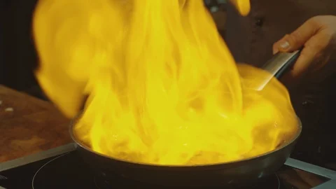 Chef making steak fillet on grill pan. Food in the kitchen. Cooking. Delicious Stock Footage 126586783